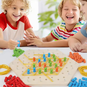Wooden Triangle Chess Rubber Band Puzzle Board